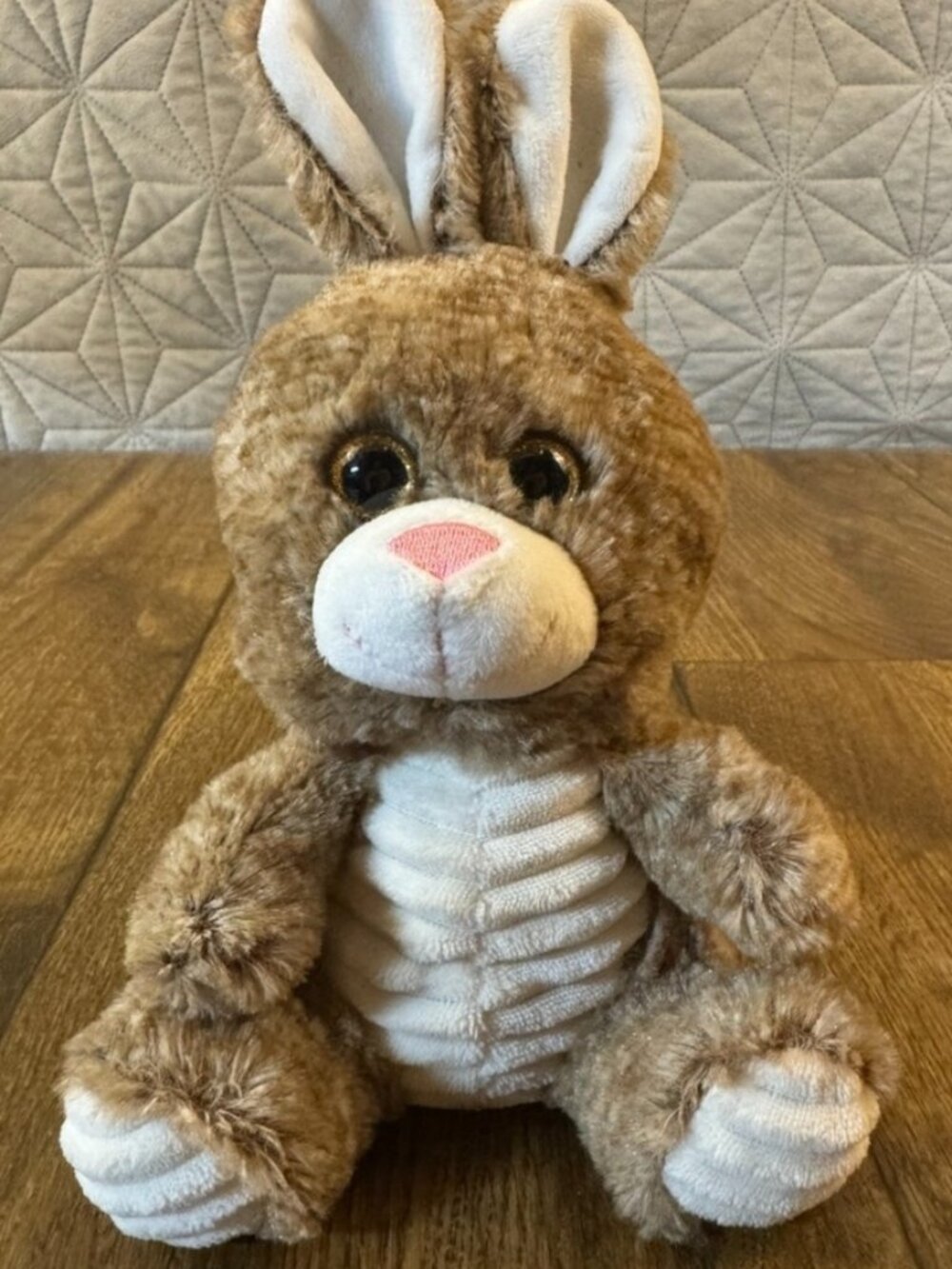 Plush Bunny Rabbit Brown‎ Inch White Ribbed Sitting Easter Stuffed